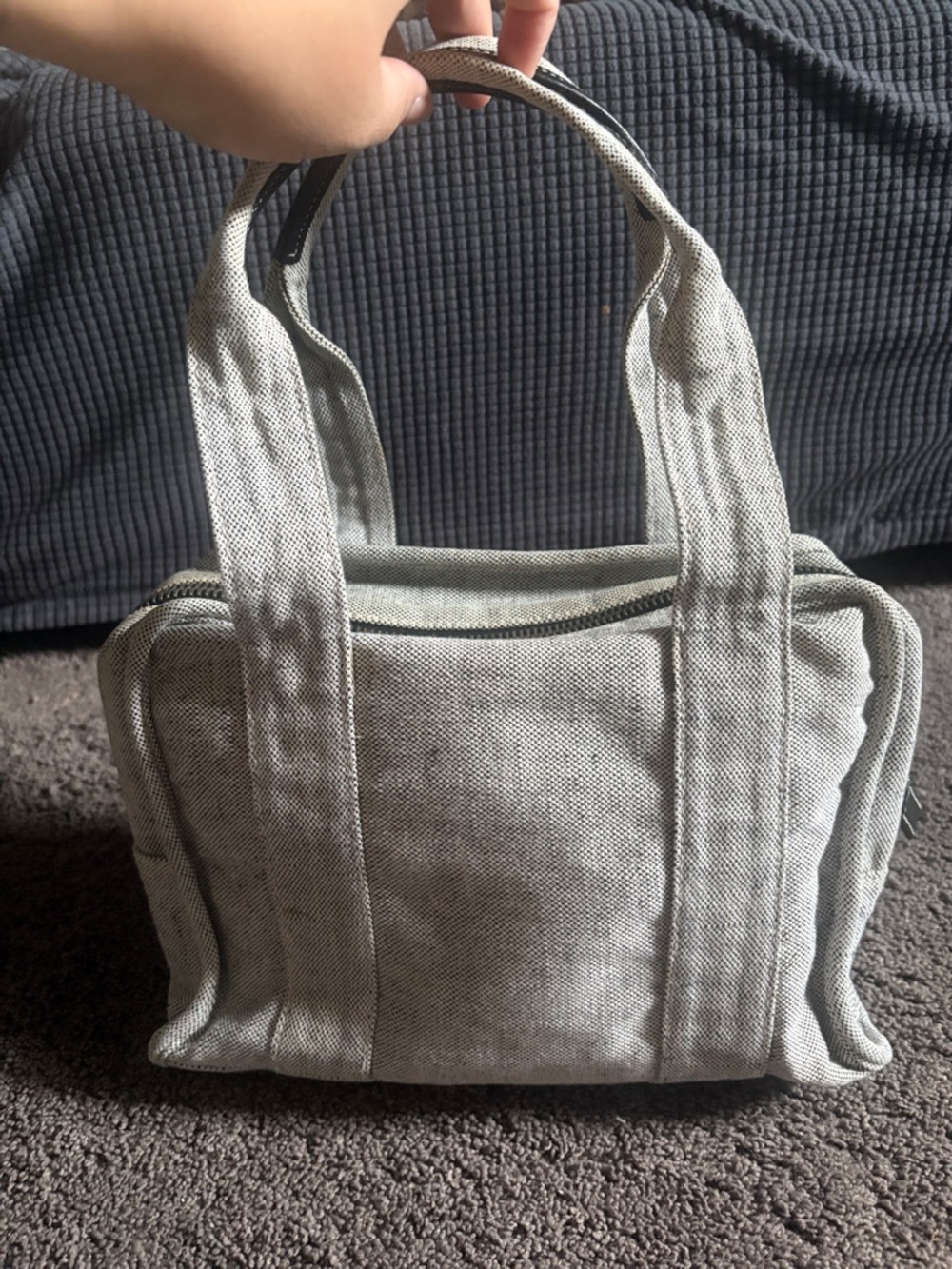 Prada Light Cream Canvas Tote with Black Logo Accent - Picture 2 of 6